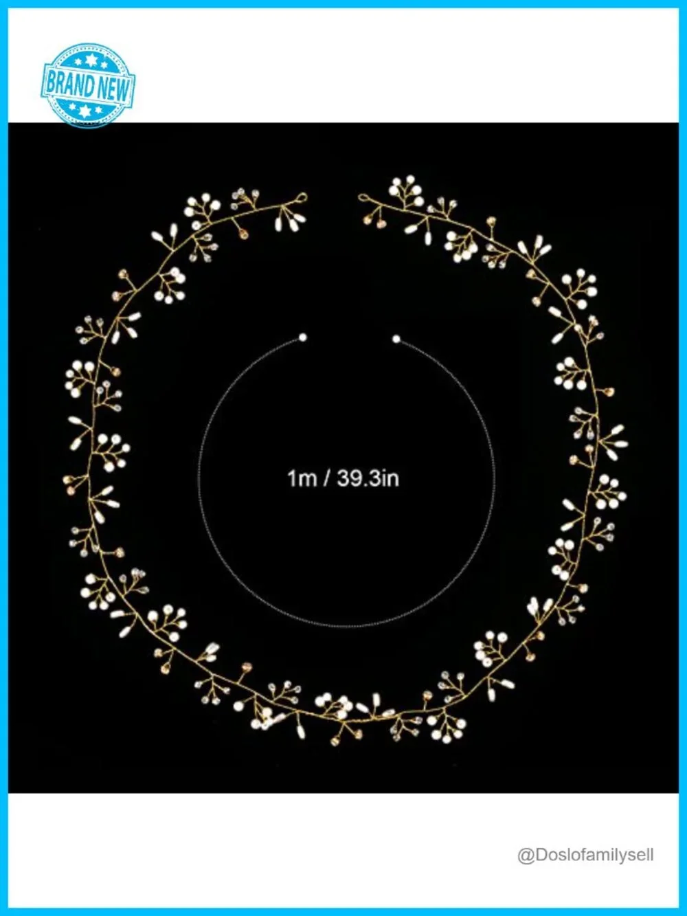 Crystal Hair Vine Headband with Pearls and Beads for Wedding Bridal Hair